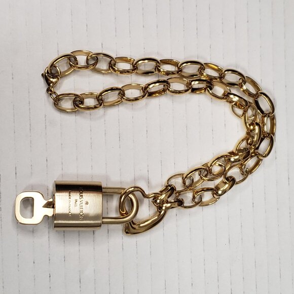 Authentic Louis Vuitton Gold Padlock Pendant w/ unbranded Stainless Steel Chain - Picture 8 of 11